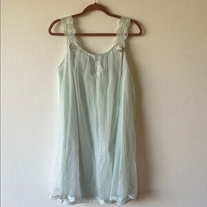 Vanity Fair Light Blue Lace Trim Chemise